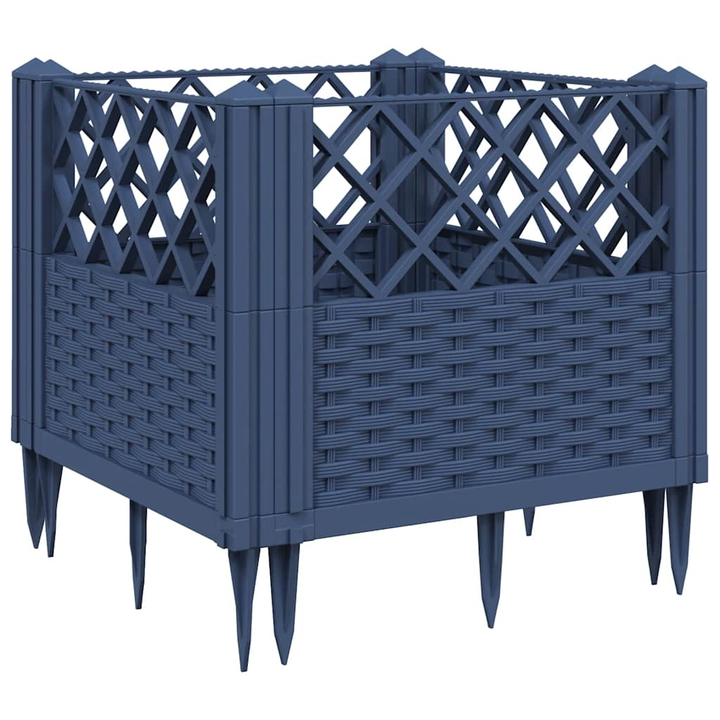 vidaXL jardinera con clavijas pp azul gris 43,5x43,5x43,5 cm