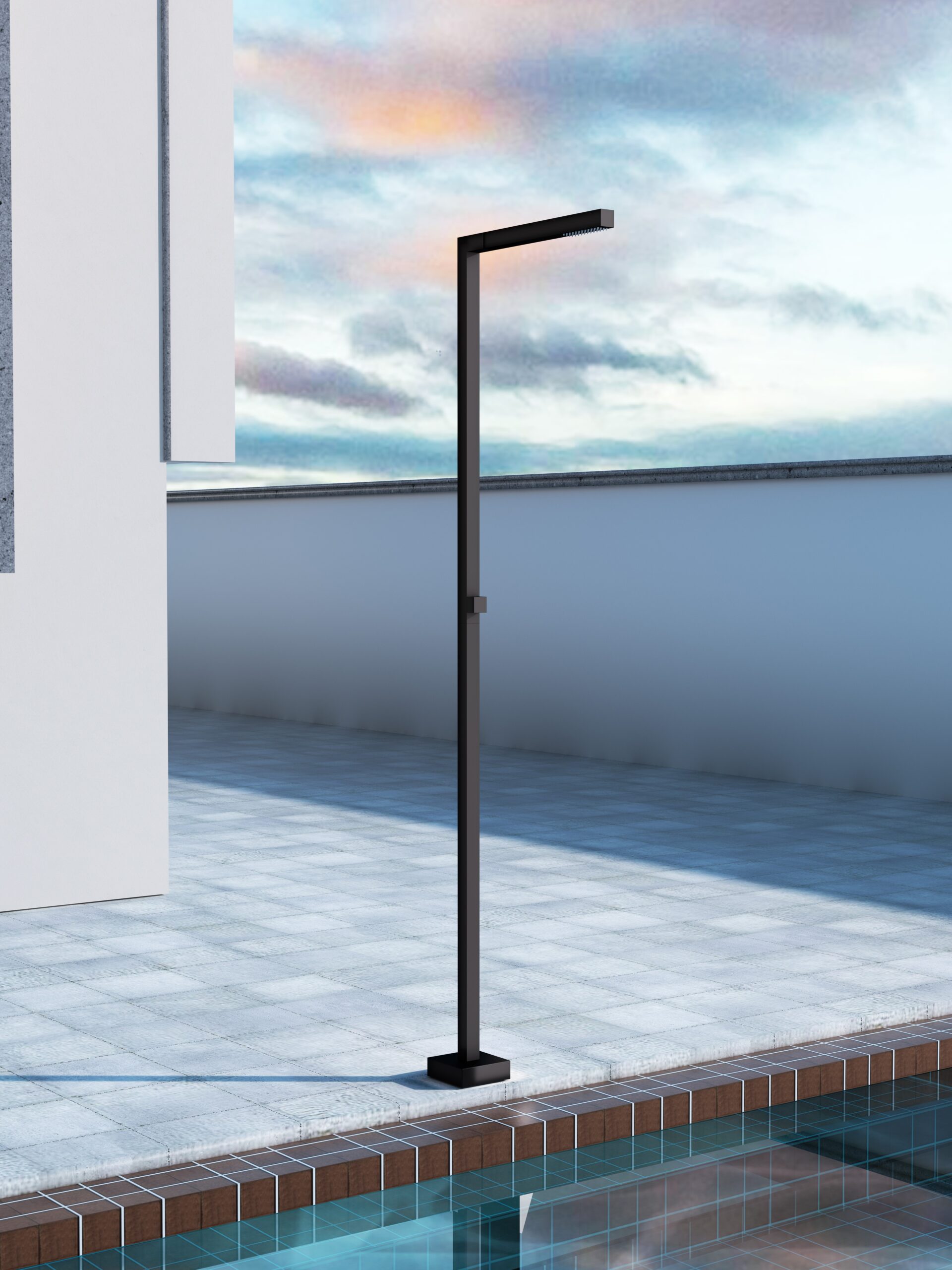 Ducha de piscina alabama en acero inox negro mate | poolimex