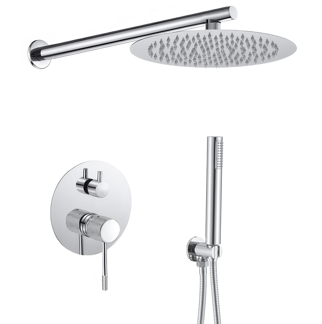 Valaz ducha empotrada redonda a pared maneta luxury cromada - 30cm