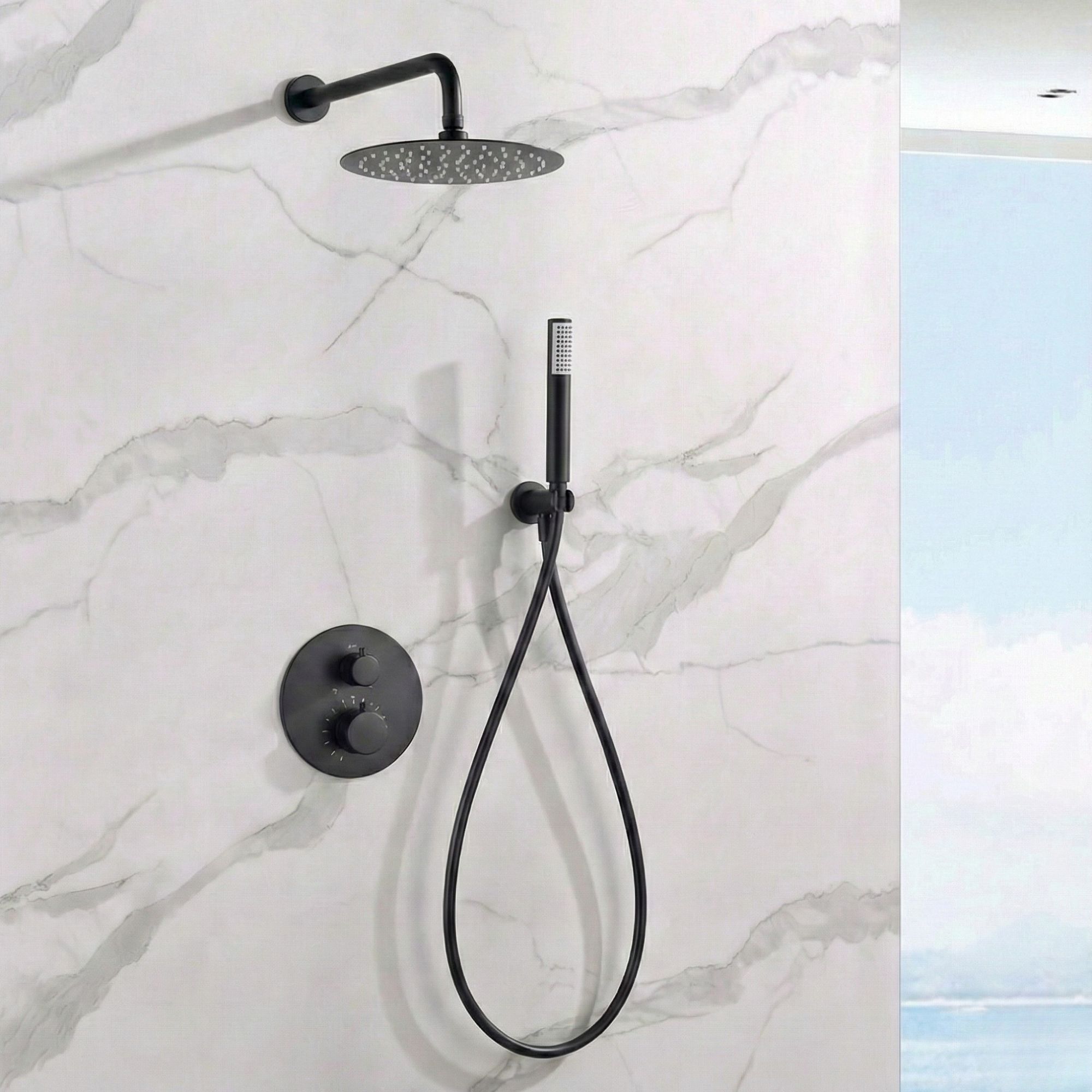 Imex - columna ducha empotrada termostática negro serie monza