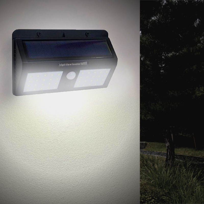 1.5w ip54 negro LED solar montaje en pared con sensor de movimien