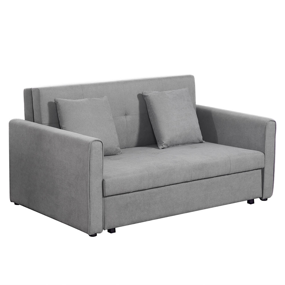 Sofá cama 152x101x81 cm poliéster, espuma, madera de eucalipto color gris