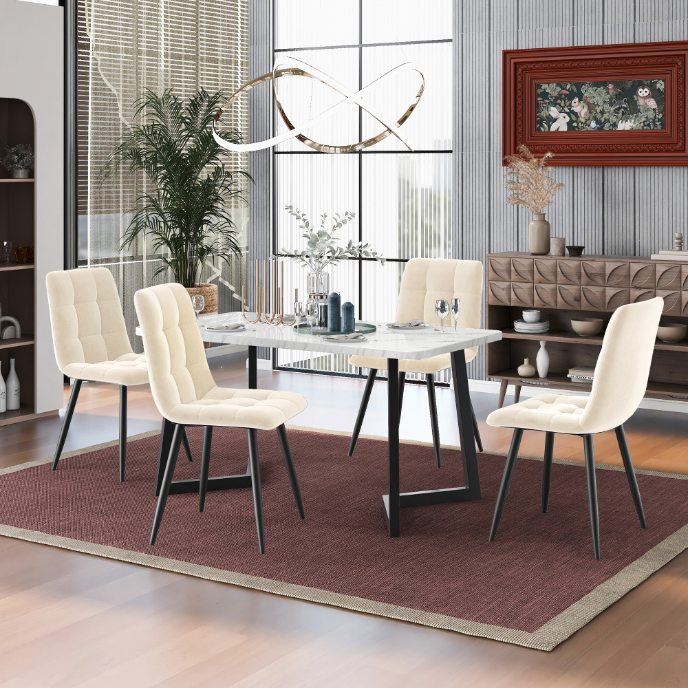 Conjunto de mesa y sillas mdf beige para cocina o comedor 5 piezas