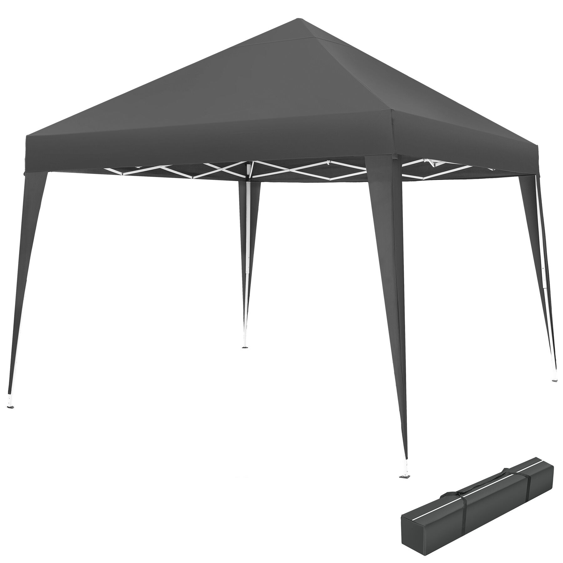 Carpa de jardín 3 x 3 m con bolsa, cuerdas tensoras y piquetas gris