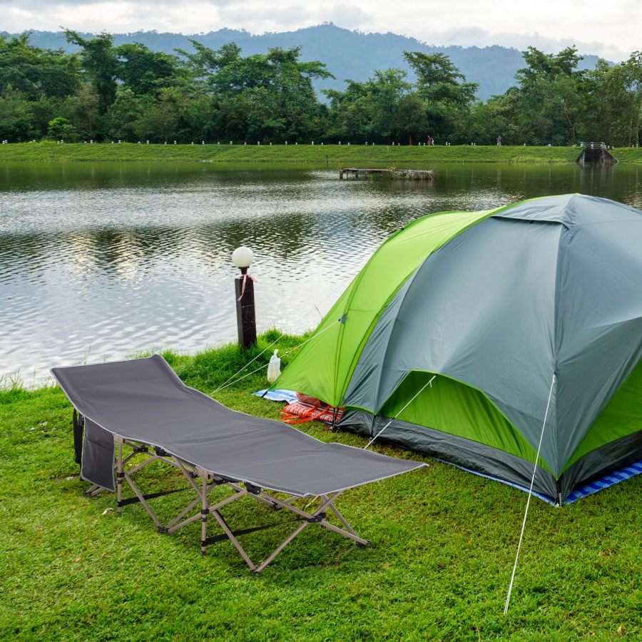 Cama de camping plegable gris oscuro 190 x 68 x 52 cm