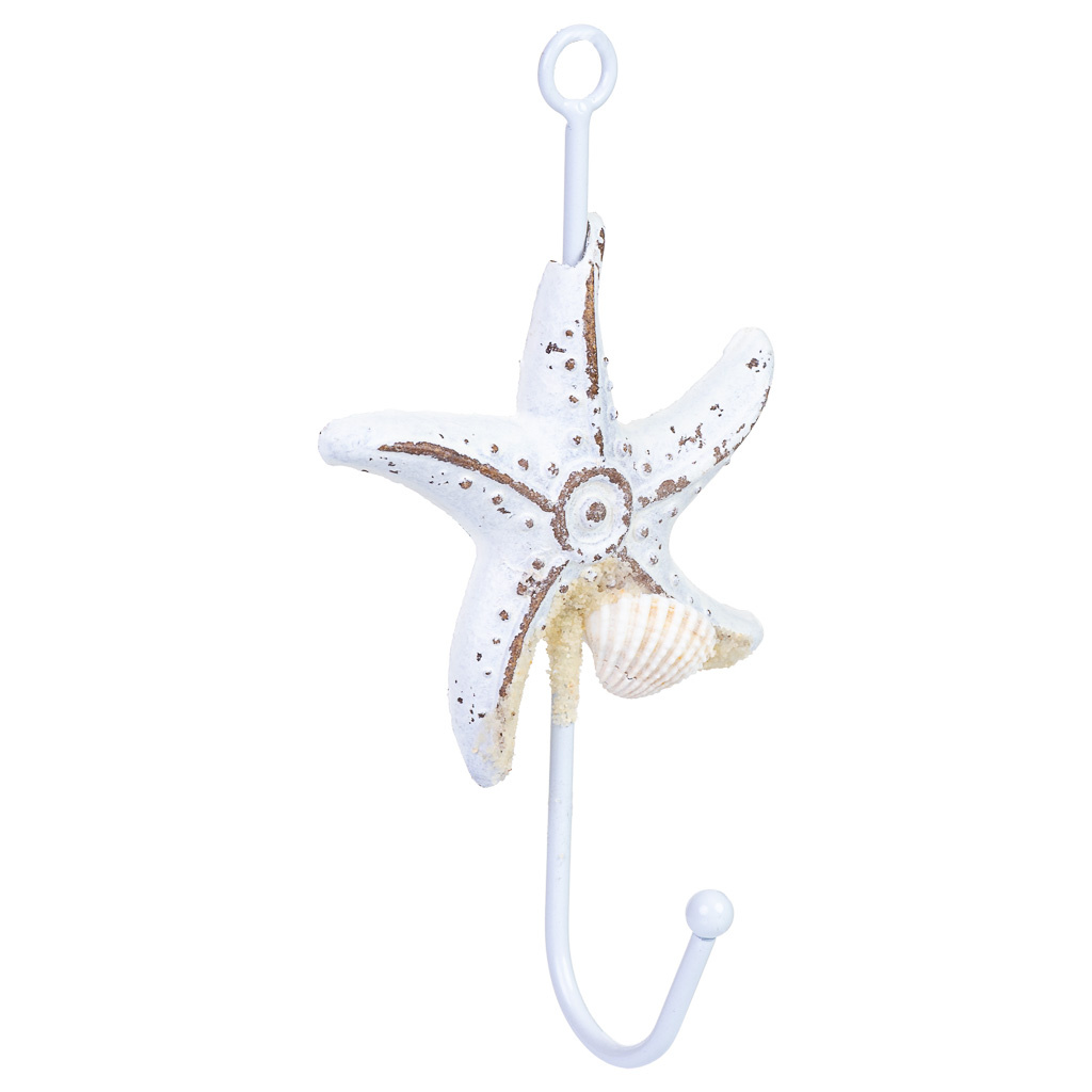 Percha de pared estrella de madera blanco 9x4x16h cm