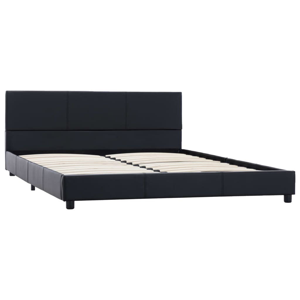 vidaXL estructura de cama cuero sintético negro 160x200 cm