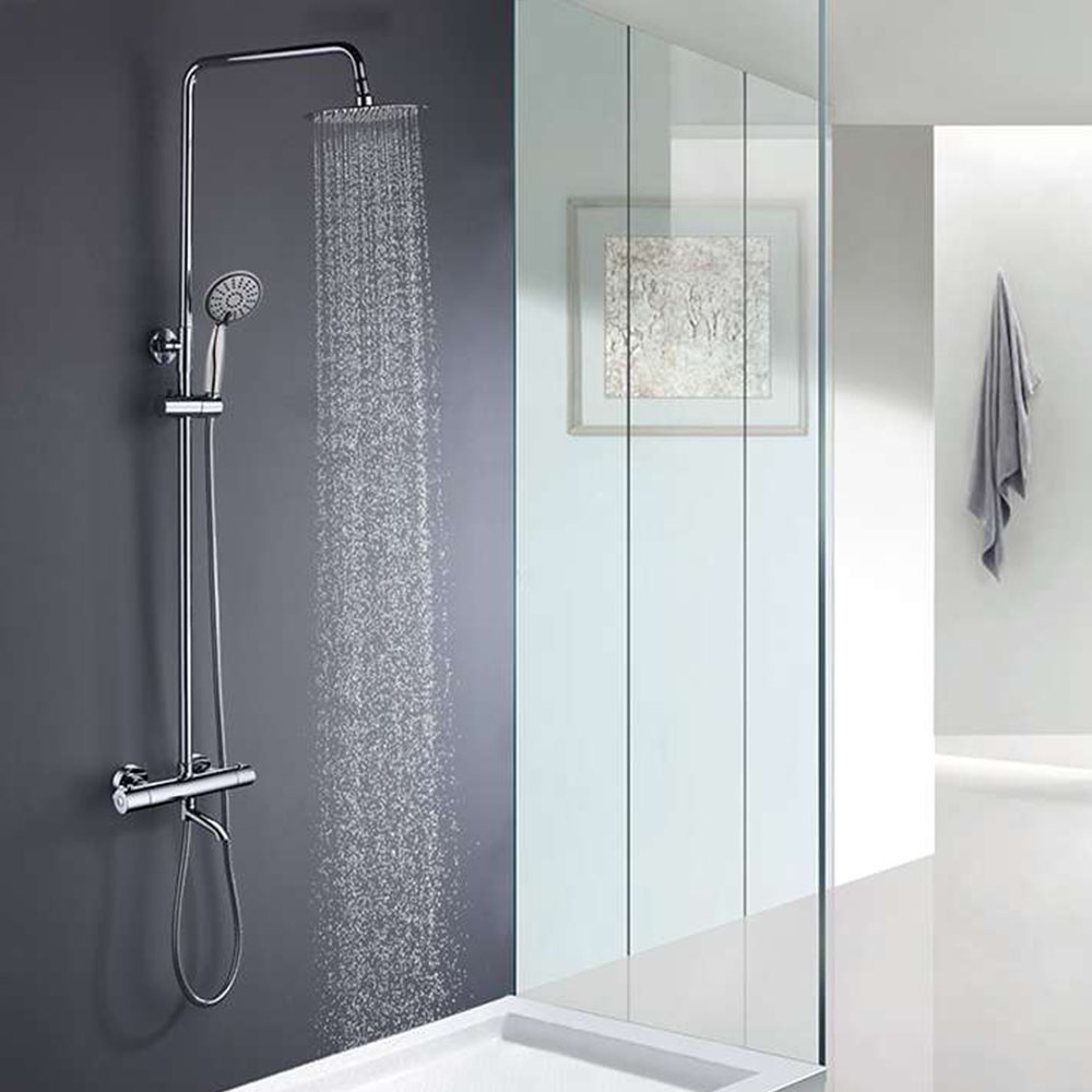Kibath columna ducha termostática con caño redonda de 85-115 cm cromo