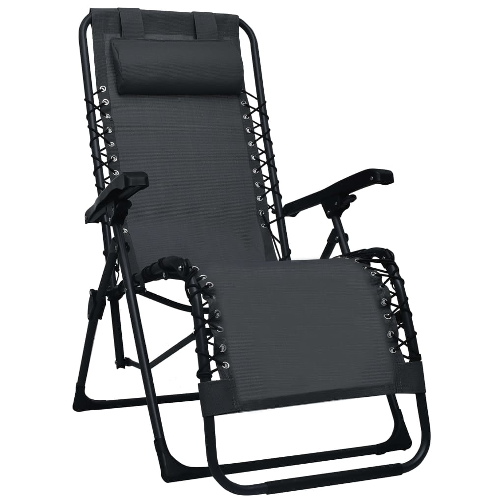 vidaXL tumbona plegable de terraza textileno negra