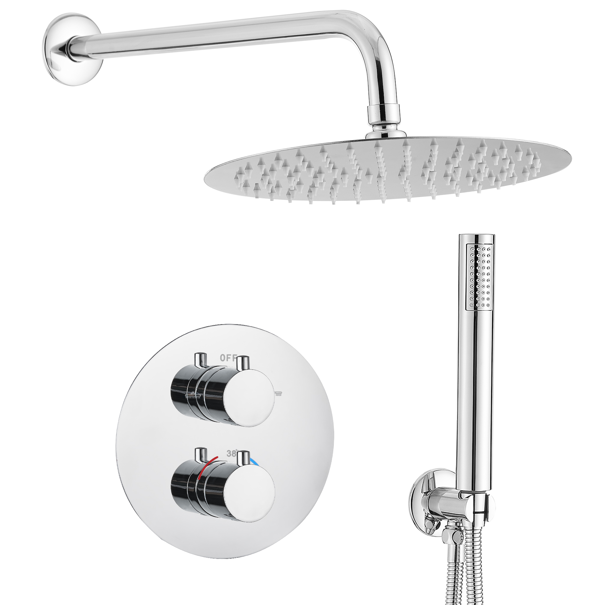 Valaz ducha empotrada termostática pared redonda cromada - 25cm