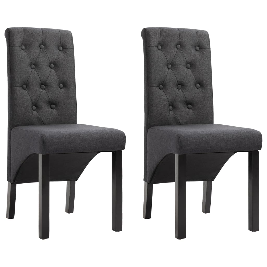 Sillas de comedor 2 unidades tela gris oscuro qweo3291