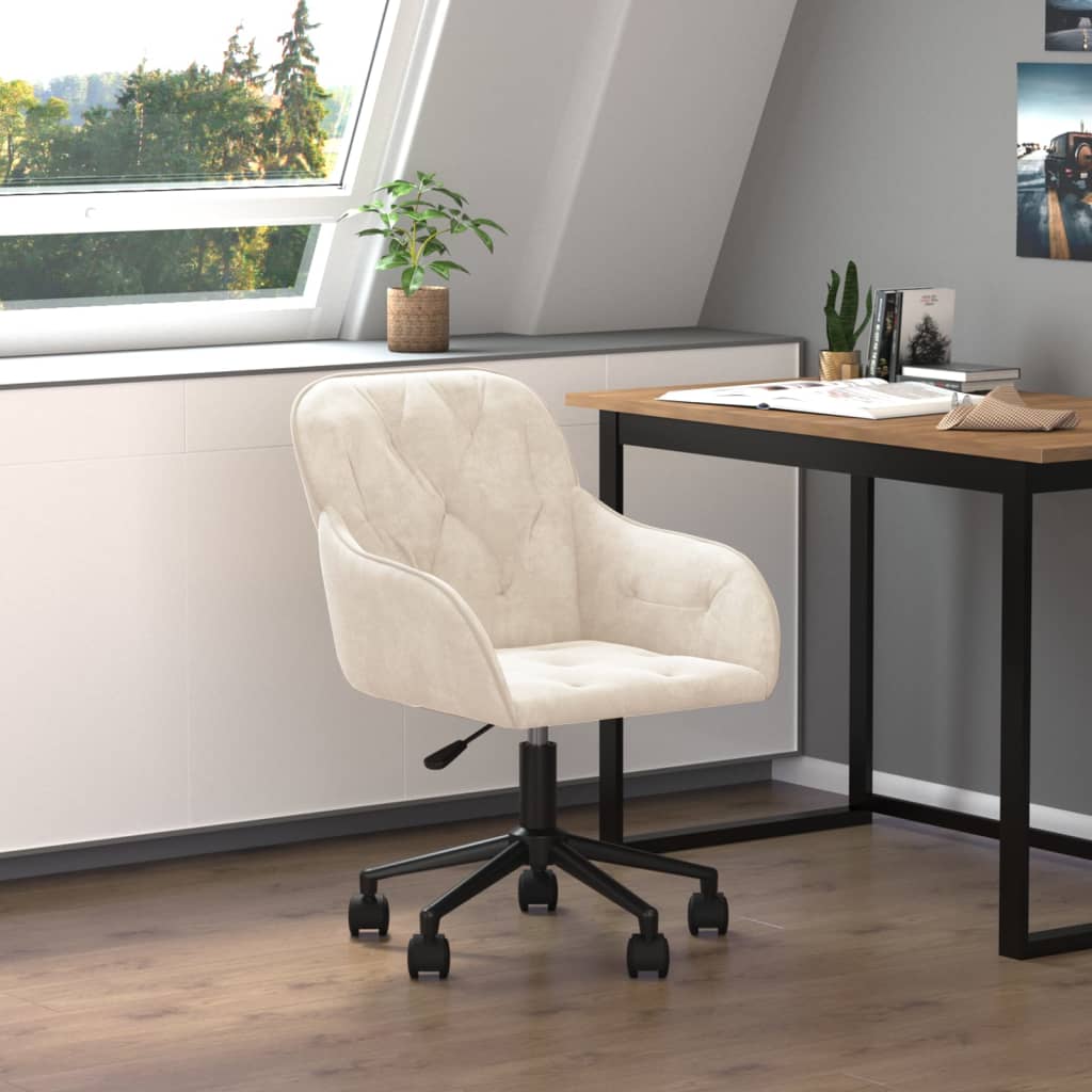 Silla de oficina giratoria de terciopelo color crema oif377518