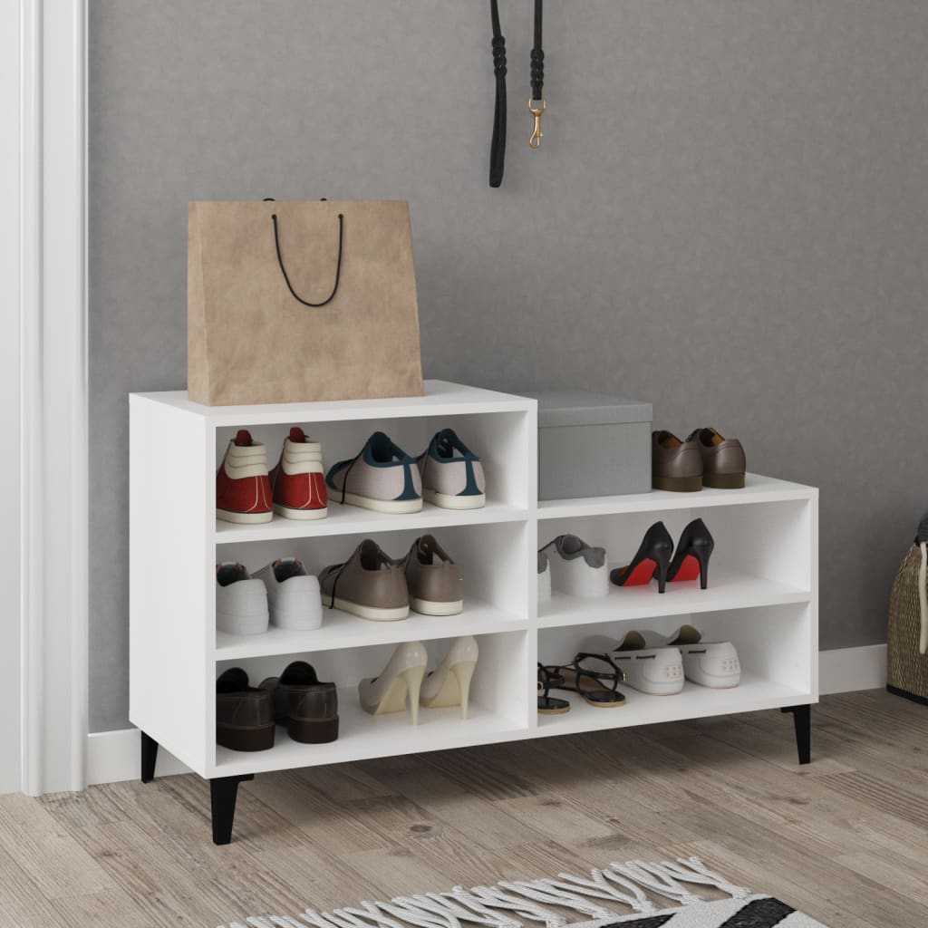 Mueble zapatero madera contrachapada blanco 102x36x60 cm esxt1522