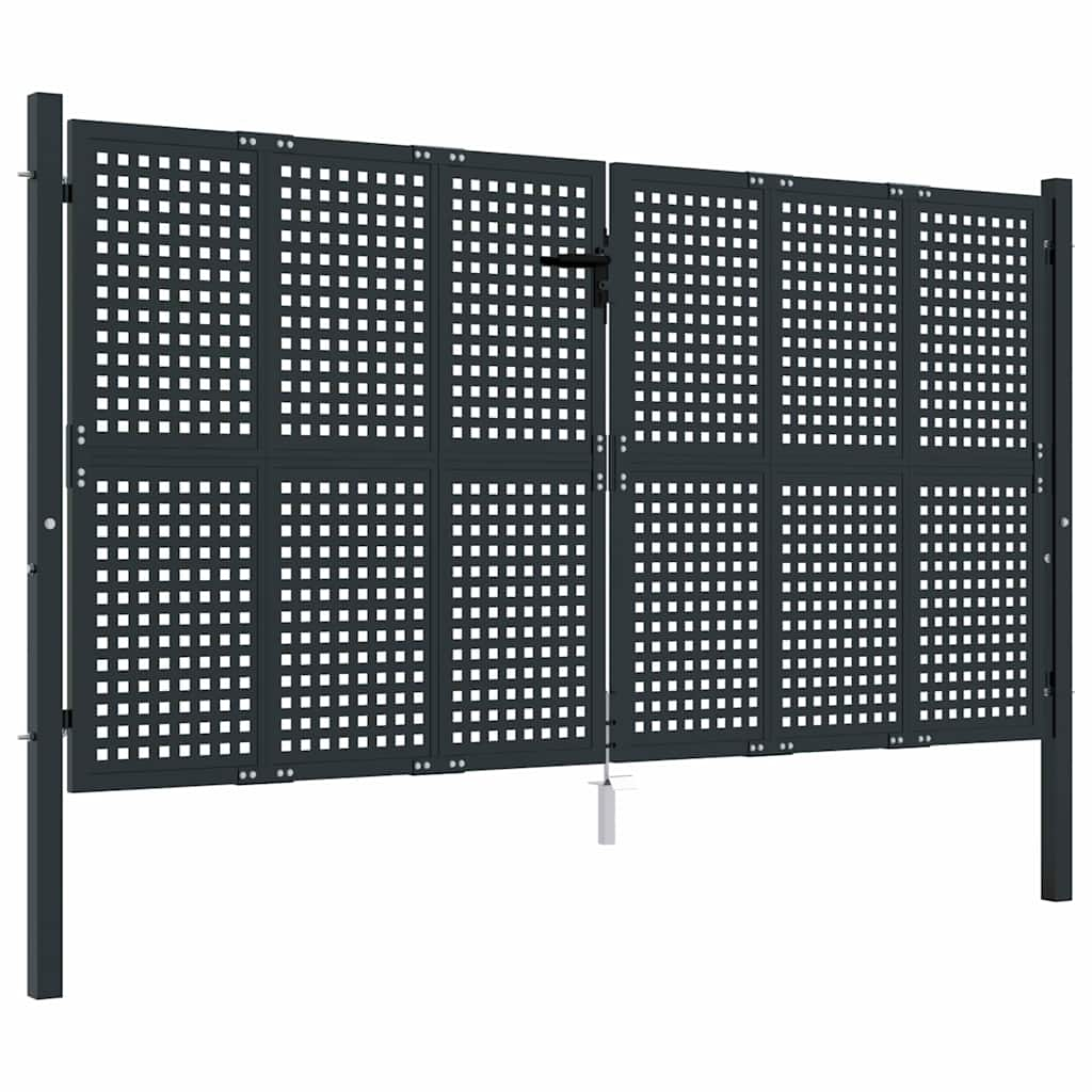 vidaXL puerta de jardín antracita 300x150 cm acero