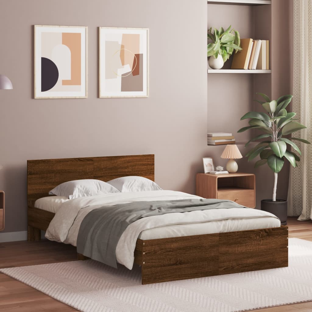 Cama con cabecero marrón roble 120x190 cm
