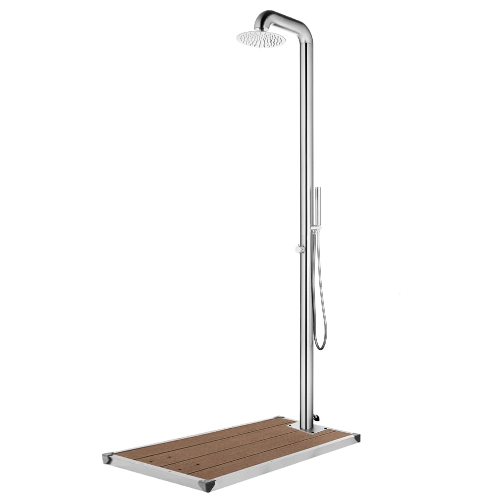 vidaXL ducha de jardín con base marrón 230 cm acero inoxidable