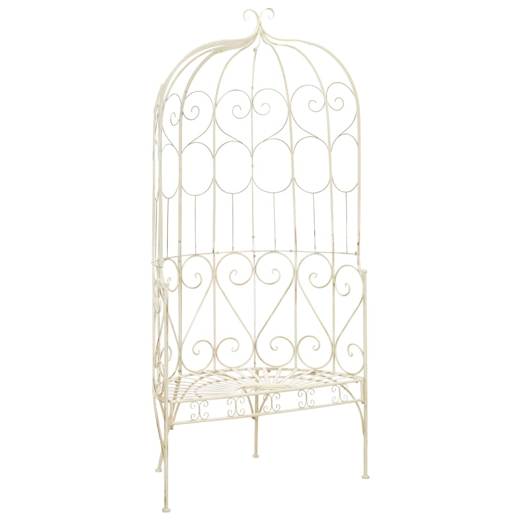 vidaXL banco de jardín metal blanco envejecido 95 cm