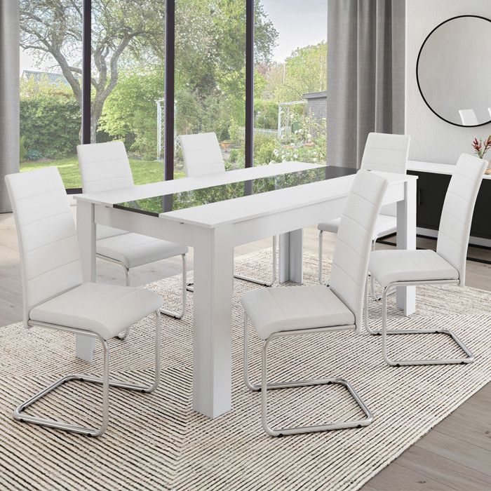 Sillas de comedor blancas, lote de 6 - 40x53x92 cm