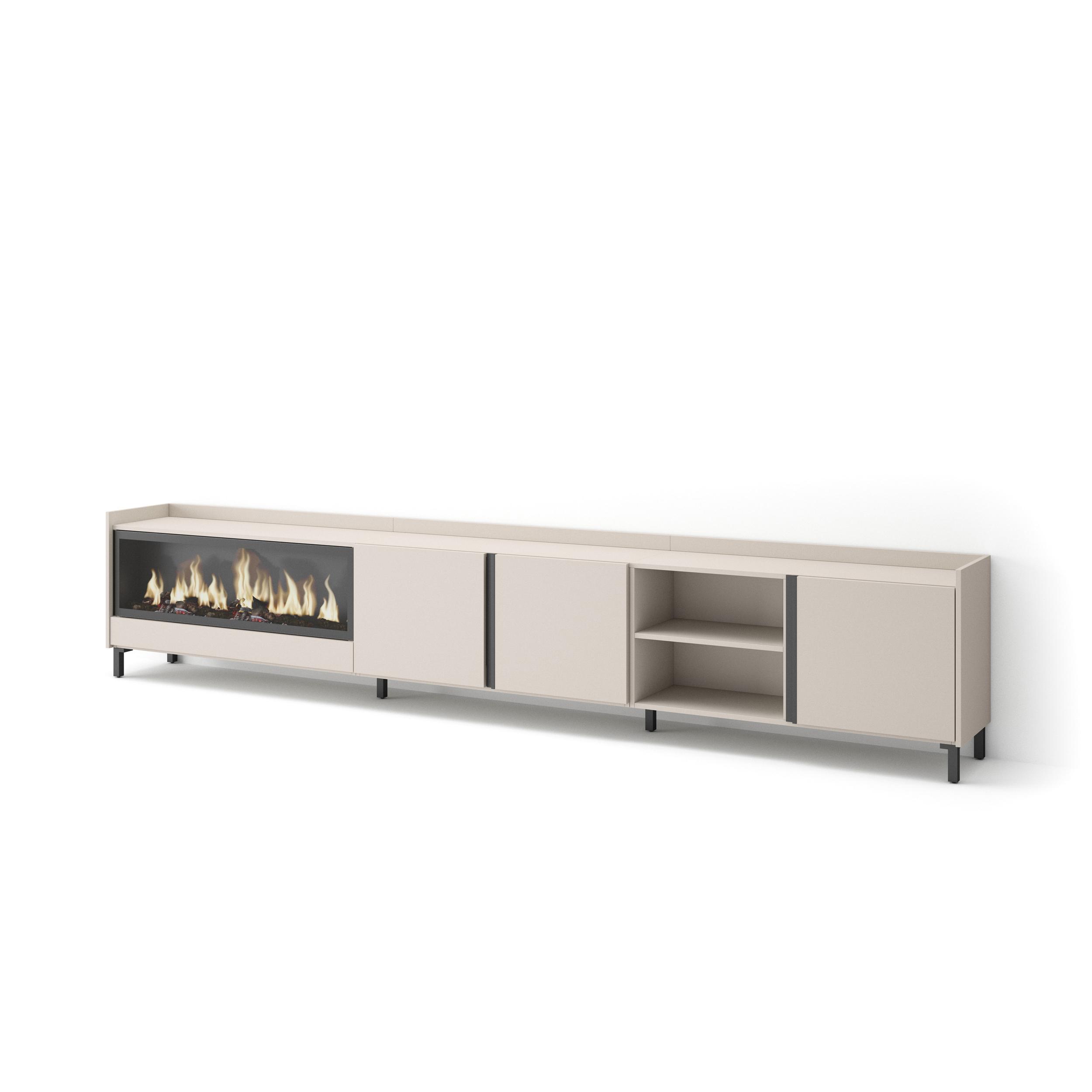 Mueble tv, 315x35x61cm, chimenea eléctrica xxl, rf4780