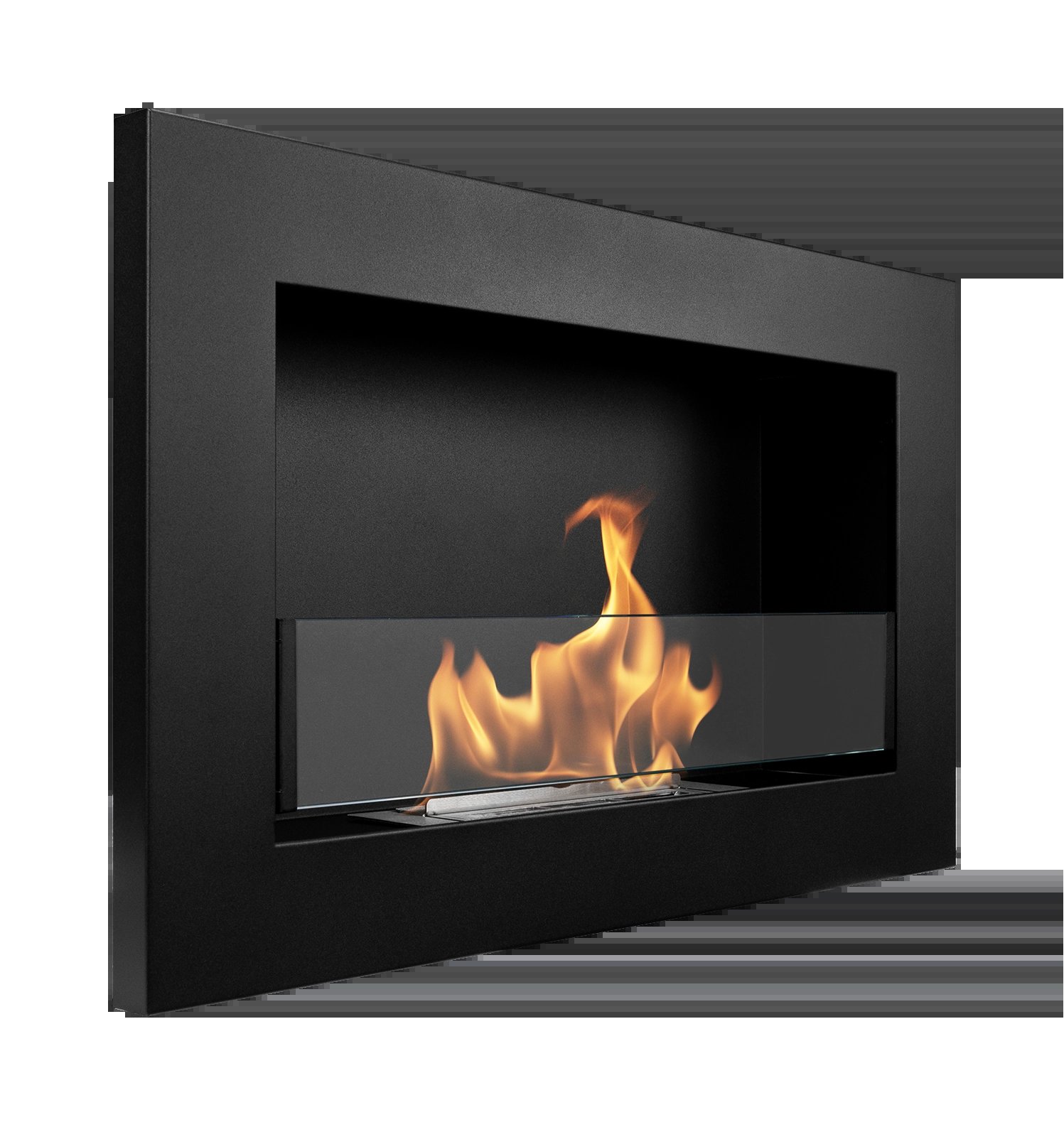 Chimenea bioetanol slim negra 65x40 cm con cristal