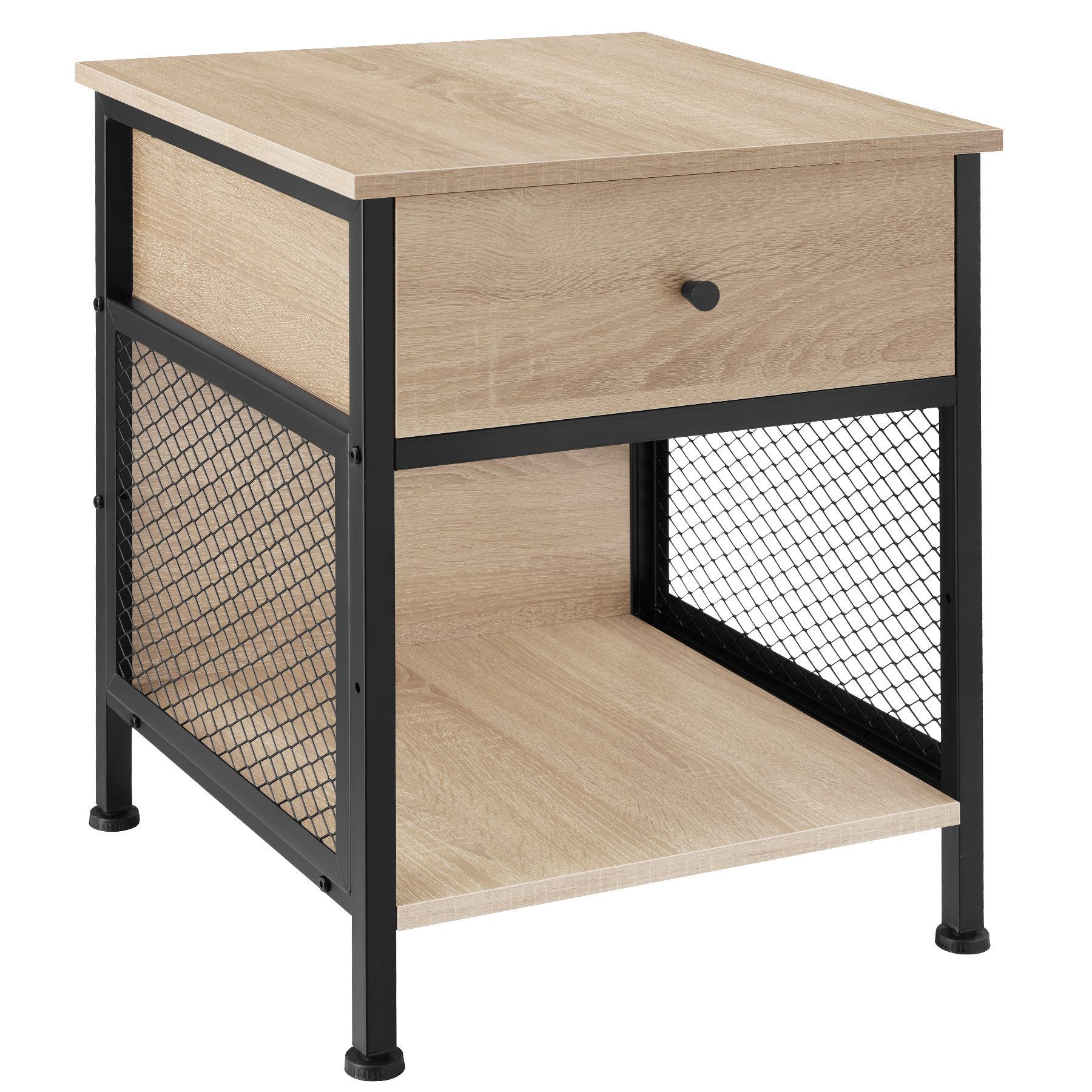 Mesilla de noche 45x46x55,5cm, madera industrial clara, roble sonoma