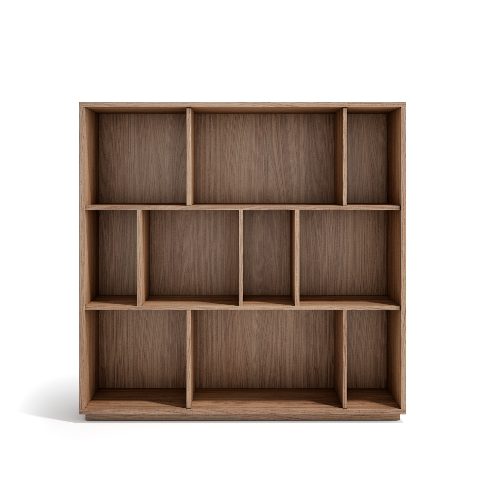Estantería librería 3 niveles, melamina color nogal velmore, 117x119x32