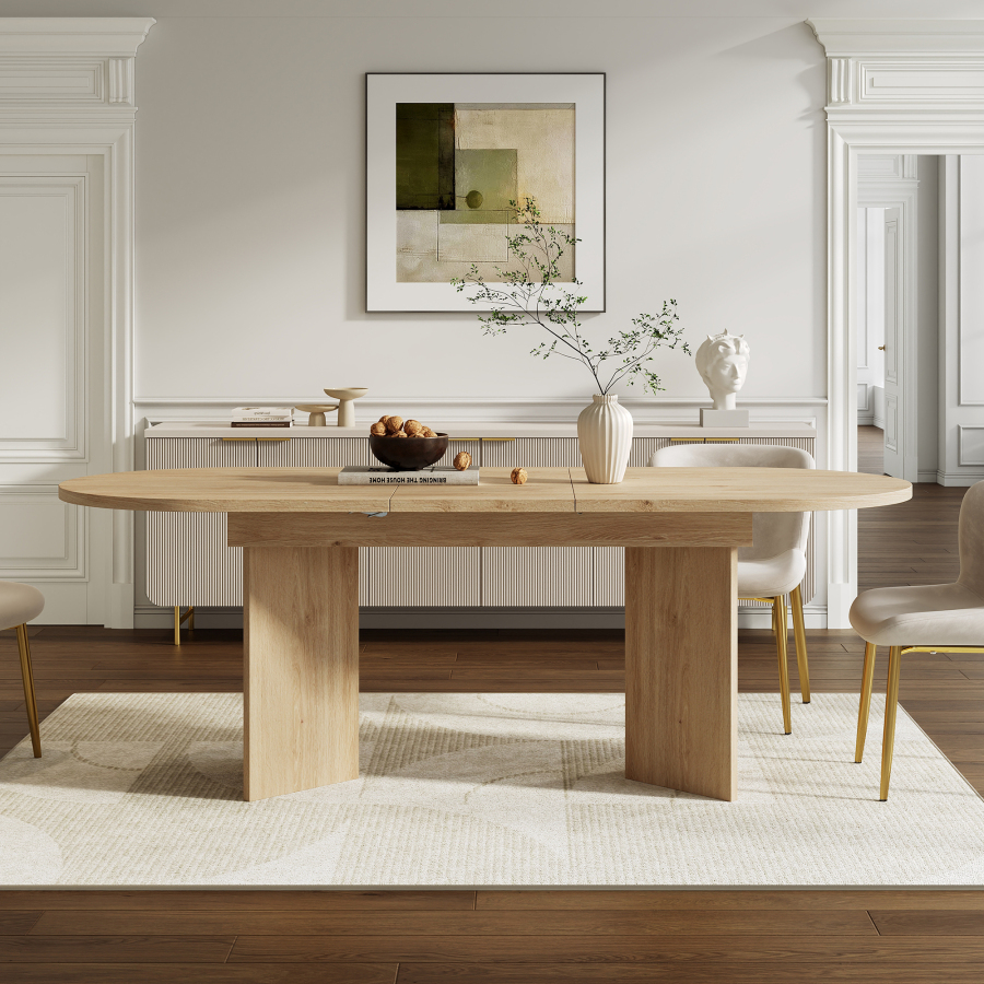 Mesa de comedor extensible para 4 a 8 personas mdf roble 120 160x80cm