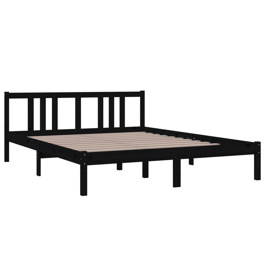 vidaXL estructura de cama doble sin colchón madera negro 150x200 cm