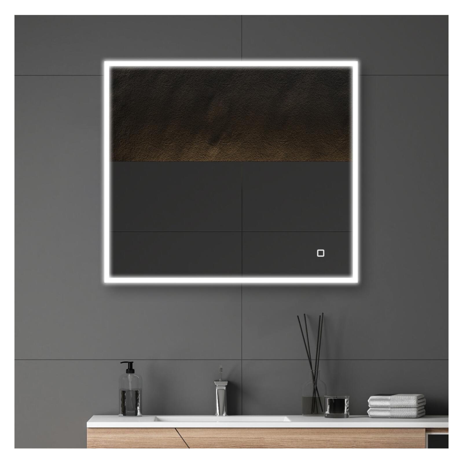 Espejo LED rectangular l60/80cm de vidrio plateado eclips