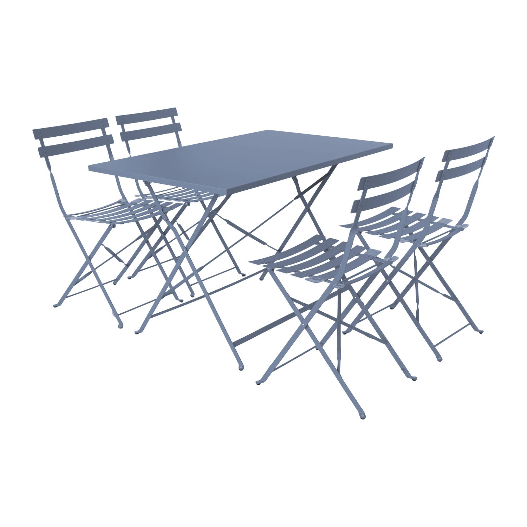 Set mesa de jardín bistró plegable de acero con 4 sillas, 110cm, emilia,