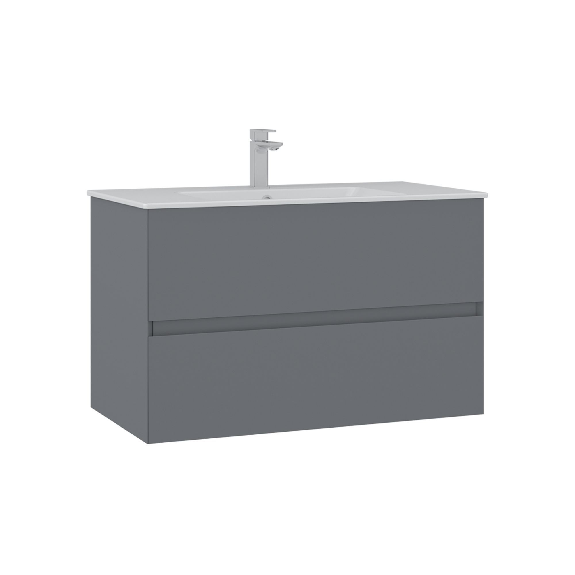 Mueble para lavabo <<nest 91 v2>> - 91 x 51 x 55 cm - gris mate