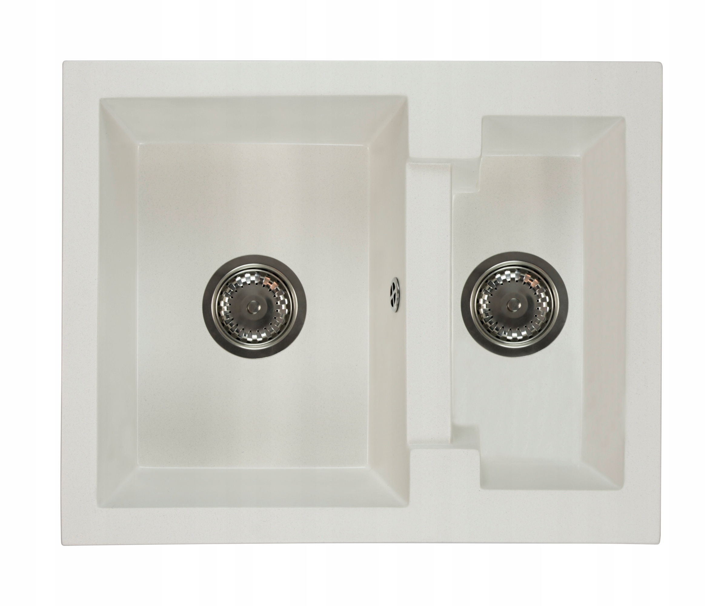 Fregadero cocina blanco 47,5x58,2cm, fregadero granito 1,5 senos + sifón