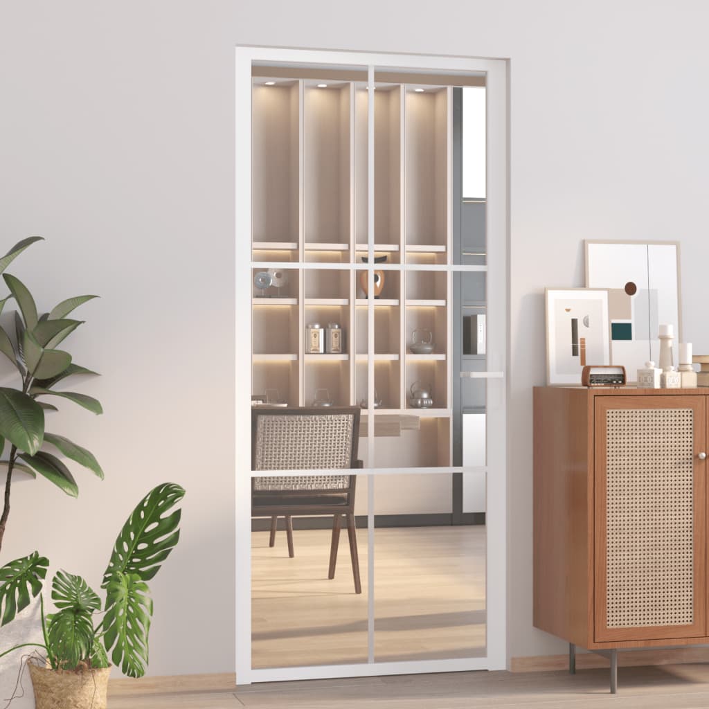 Puerta interior vidrio egs y aluminio blanco 93x201,5 cm wef7394