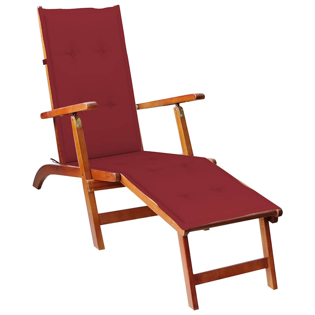 vidaXL tumbona de jardín con reposapiés y cojín madera maciza acacia