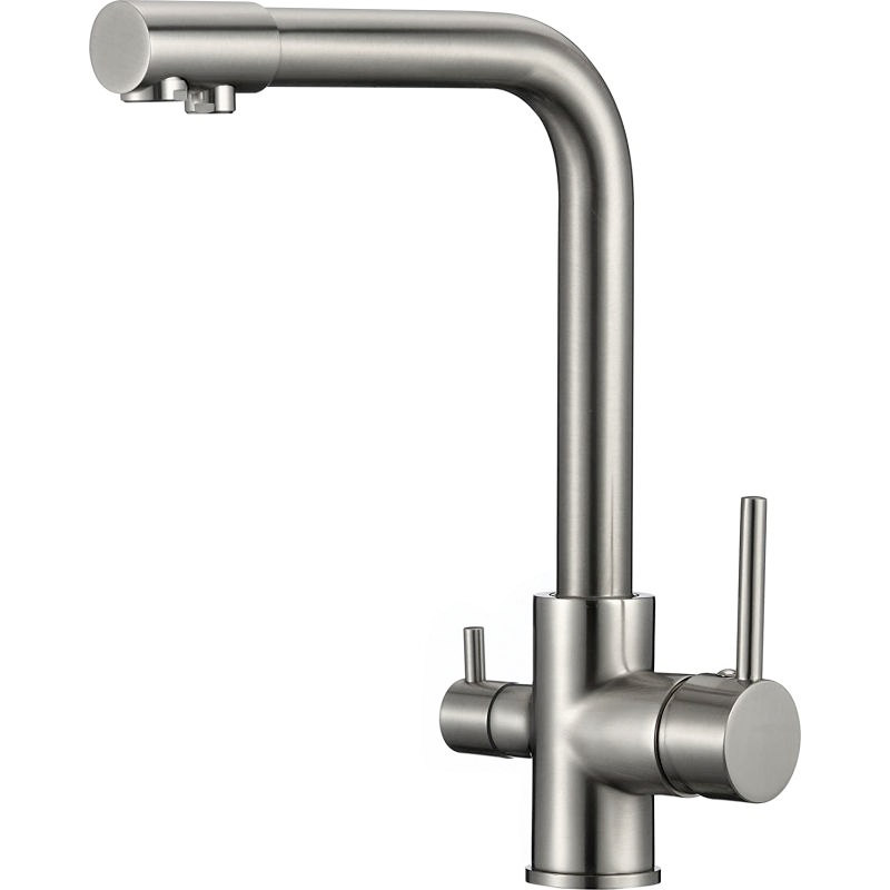 Valaz grifo de cocina ósmosis 3 vías redondo acero cepillado