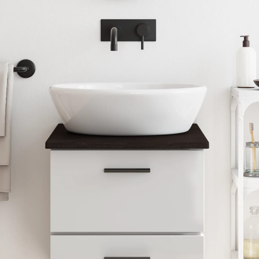 Encimera baño madera maciza tratada marrón oscuro 40x60x2 cm eerf8797