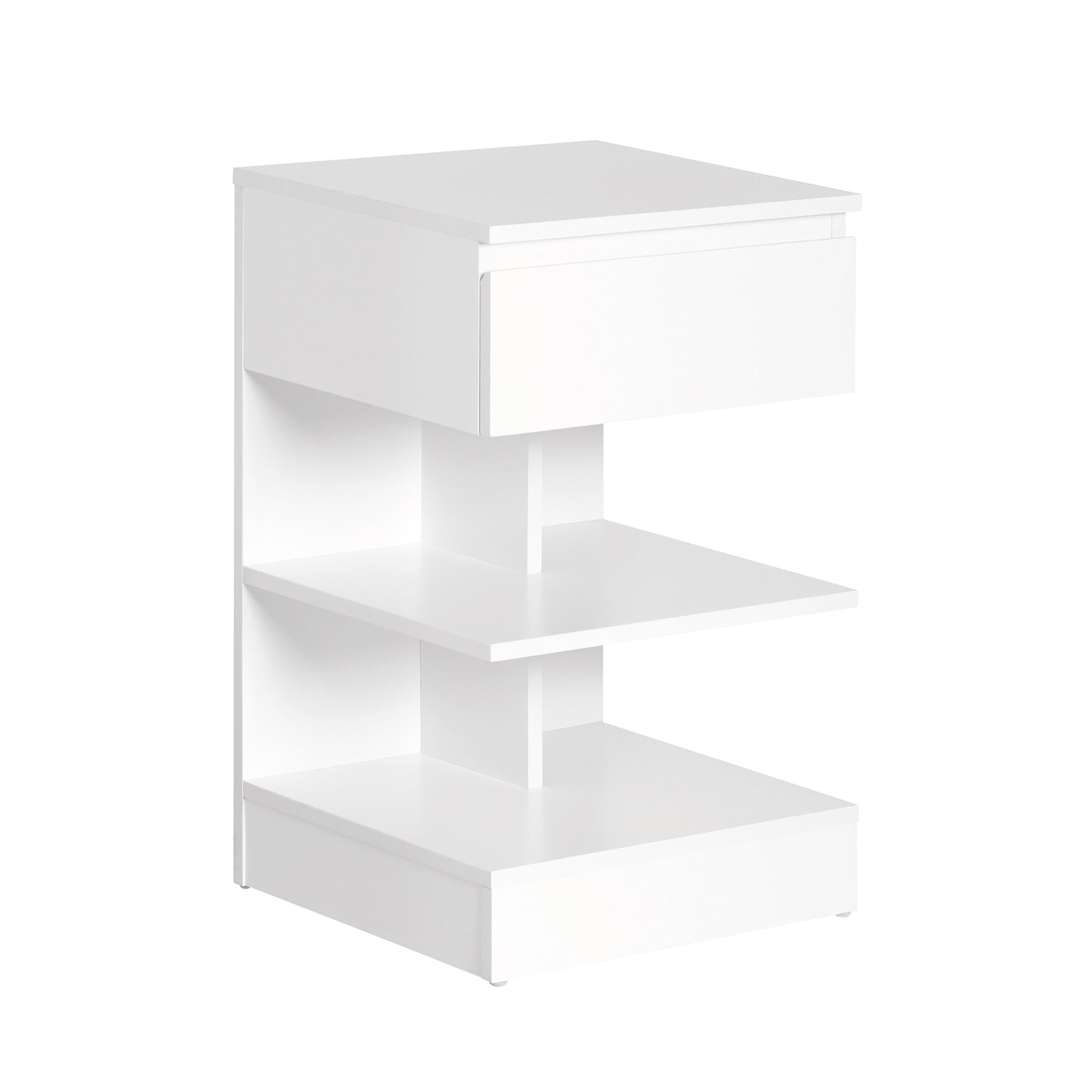 Sobuy mesita de noche con 1 cajón y 2 estantes blanco 45x40cm