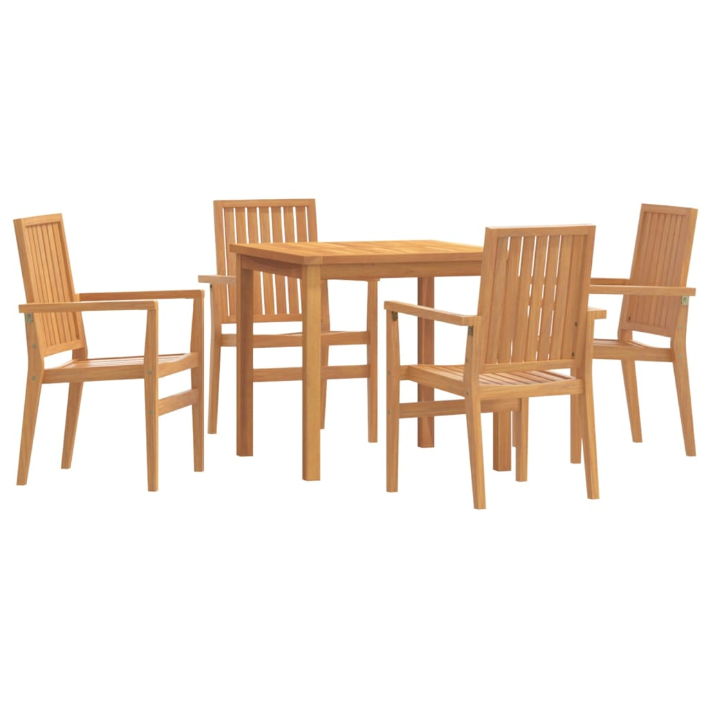 vidaXL juego de comedor para jardín 5 piezas madera maciza de teca