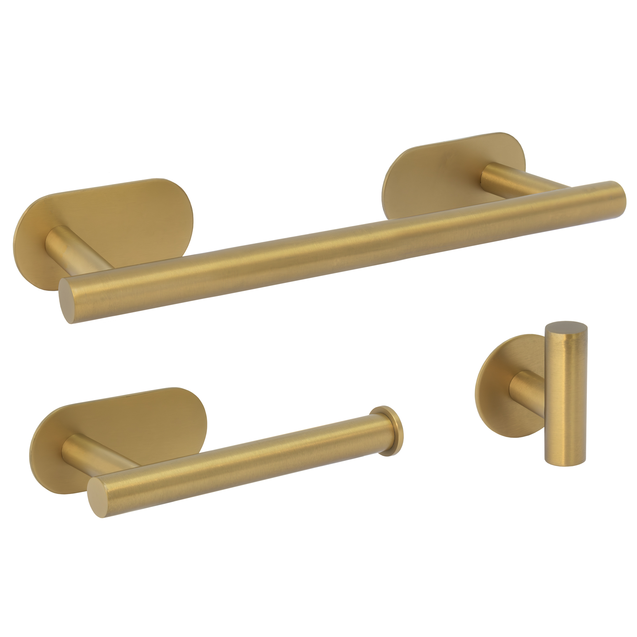 Valaz accesorios oro mate redondo toallero 30cm+2perchas+portarollos