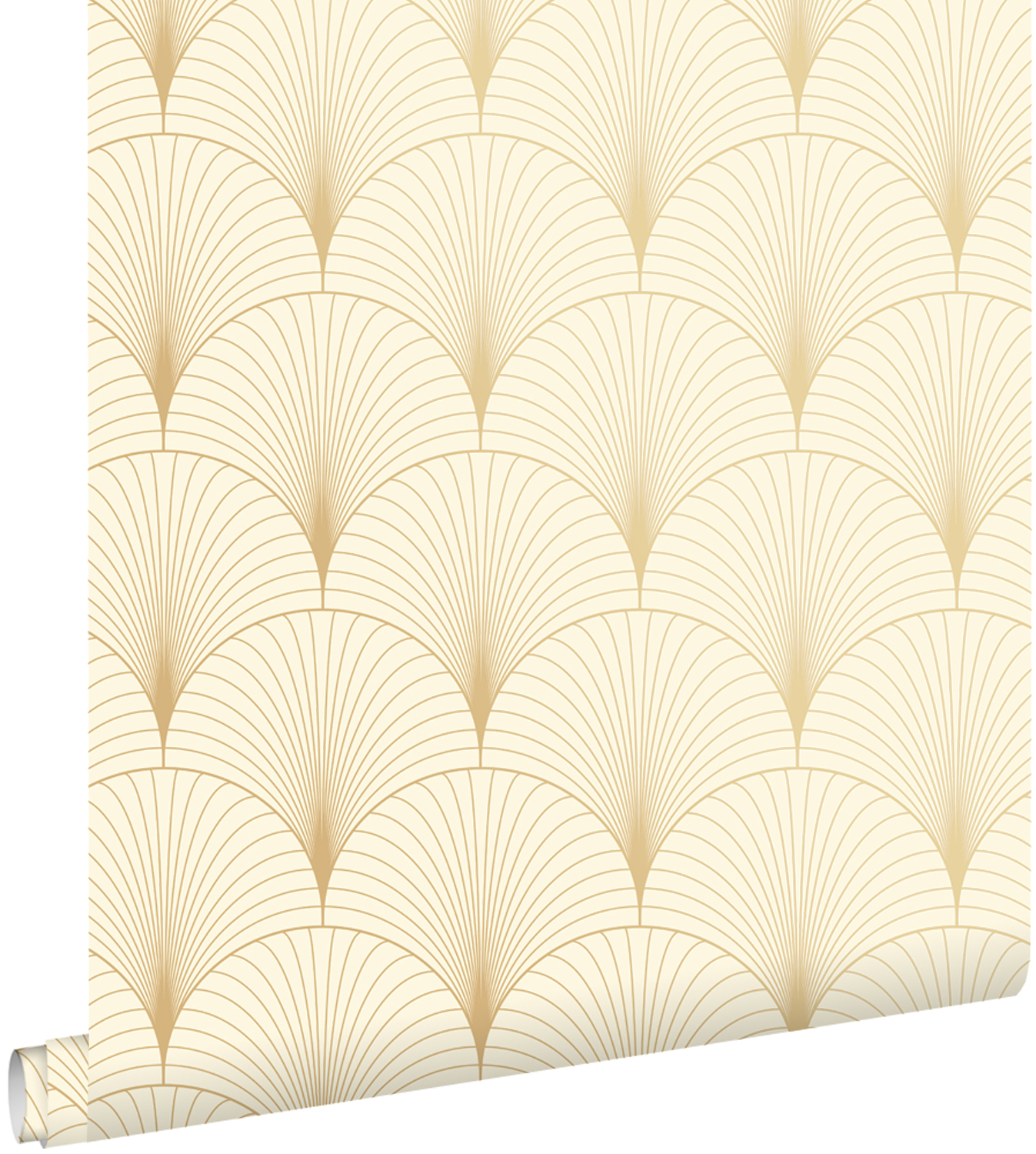 Estahome papel pintado arte deco beige y oro 53 cm x 10.05 m