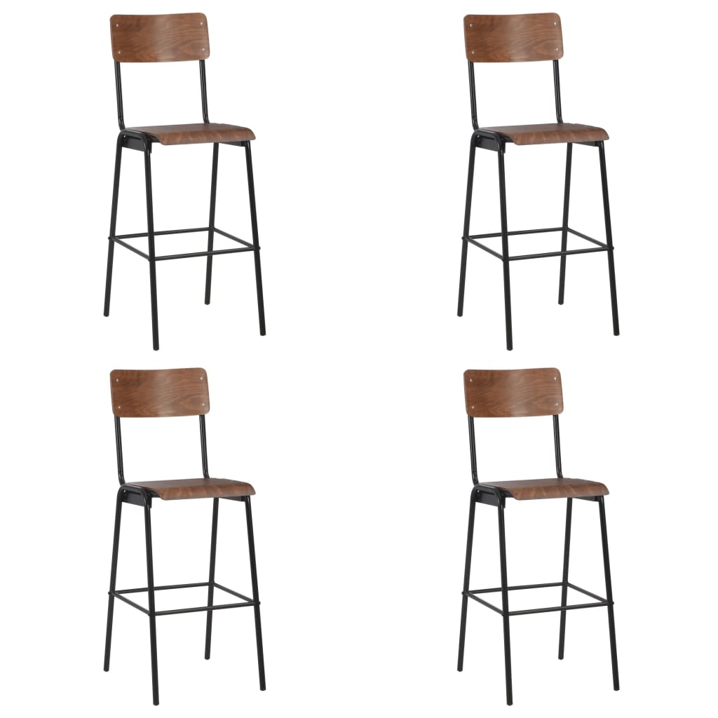 vidaXL taburetes de cocina 4 unidades madera contrachapada y acero