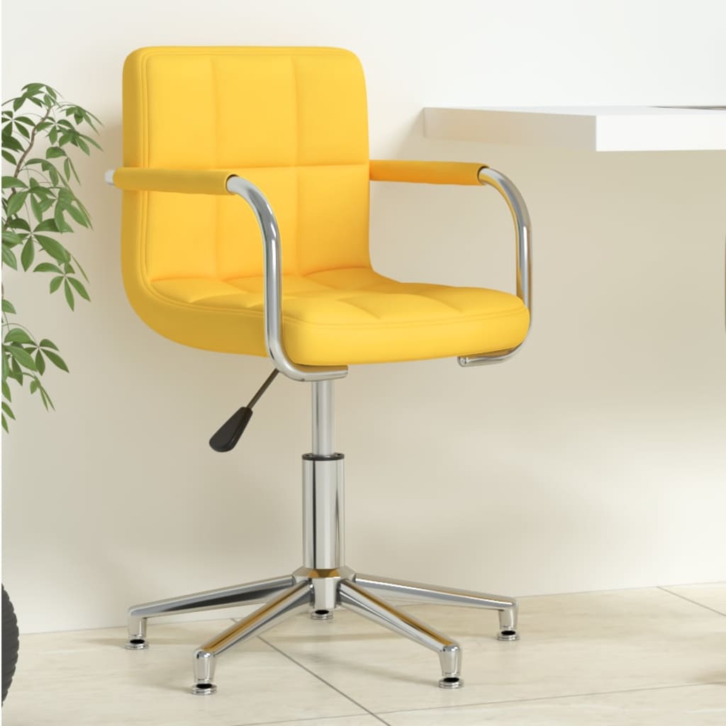 vidaXL silla de oficina giratoria de tela amarilla mostaza