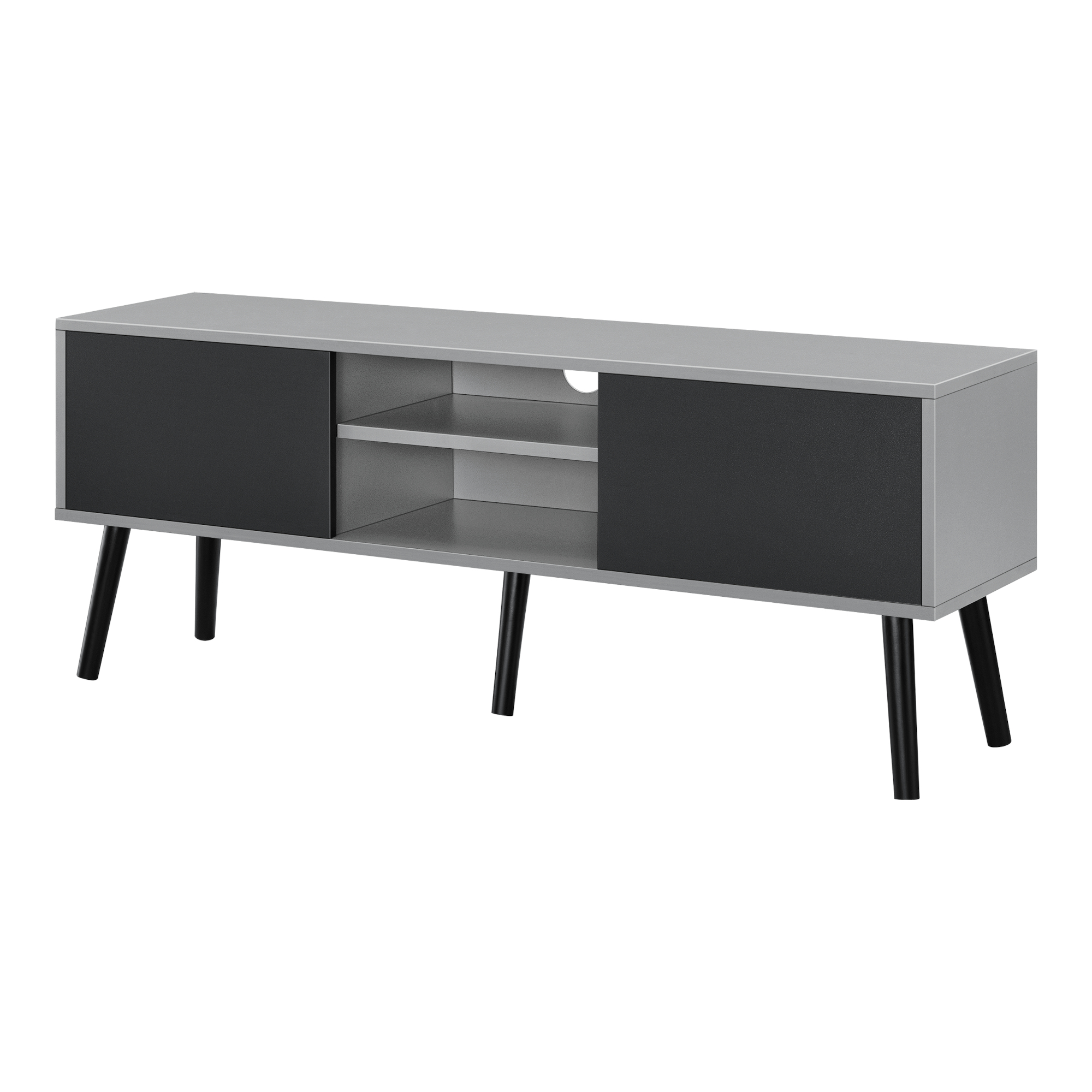 Mesa de tele eskilstuna 2 puertas 2 estantes aglomerado 120x30x47cm gris