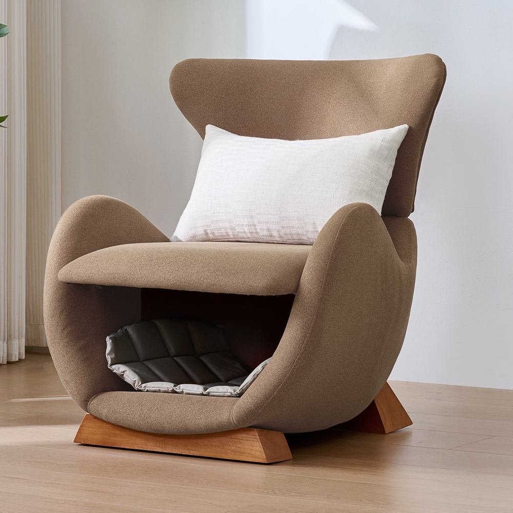 Sillón individual diseño con cueva para mascotas tela marrón 1 plaza