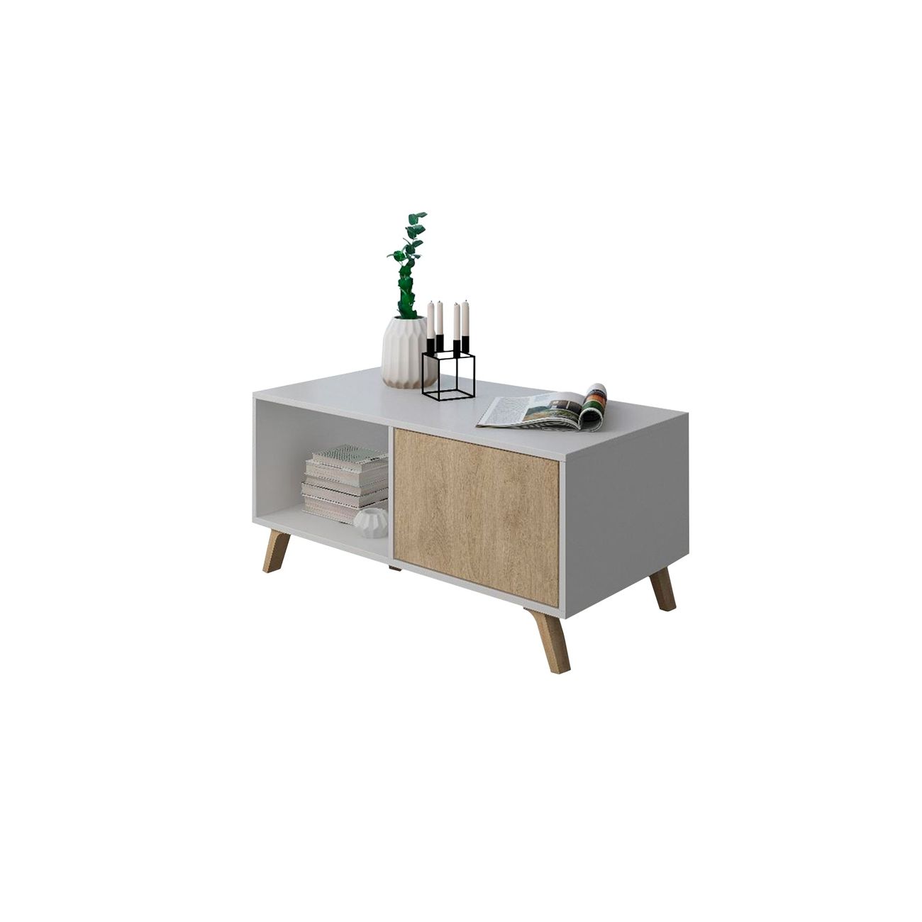 Mesa de centro con almacenamiento 91,5 cm wind blanco - puccini