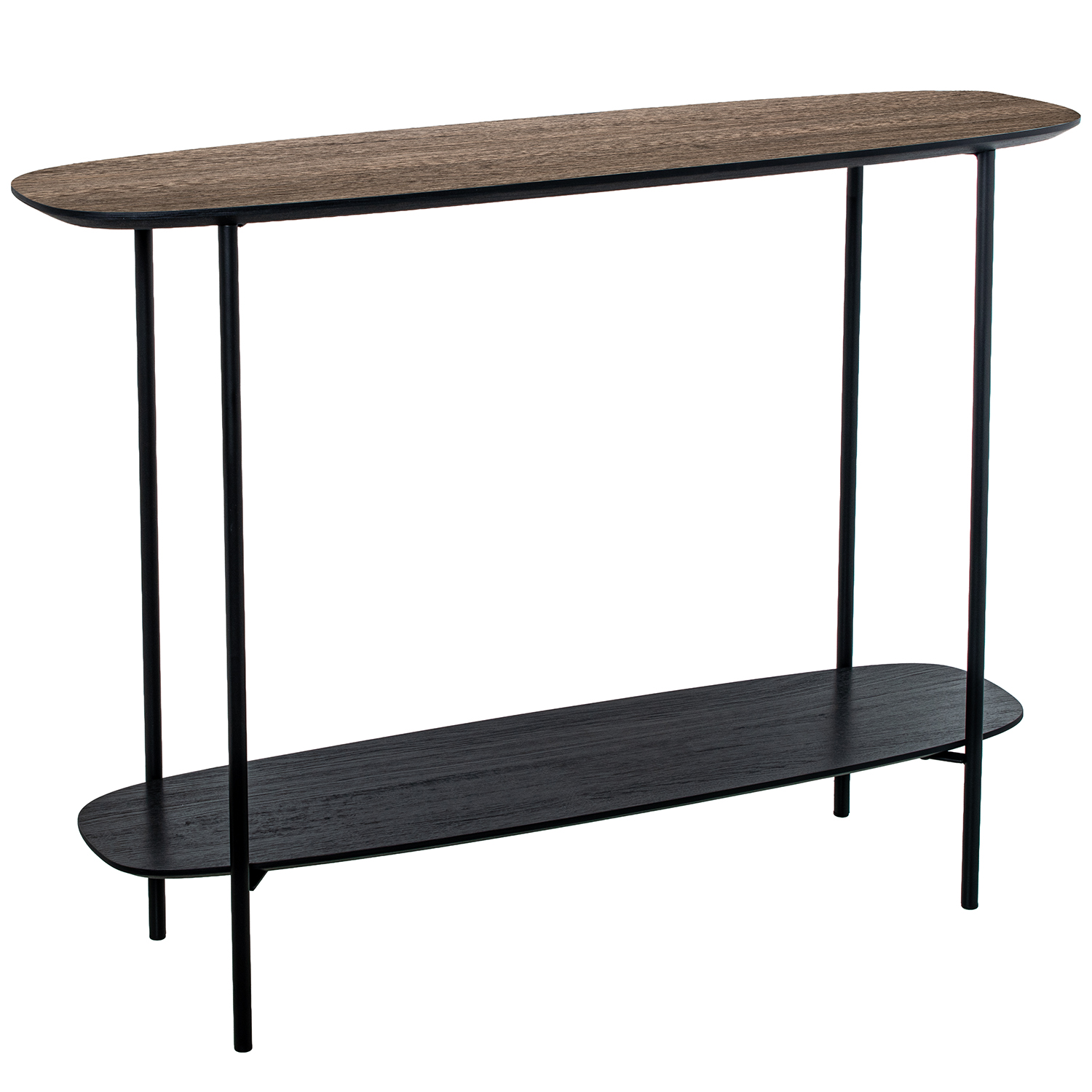 Mesa entrada acabado madera patas metal negro