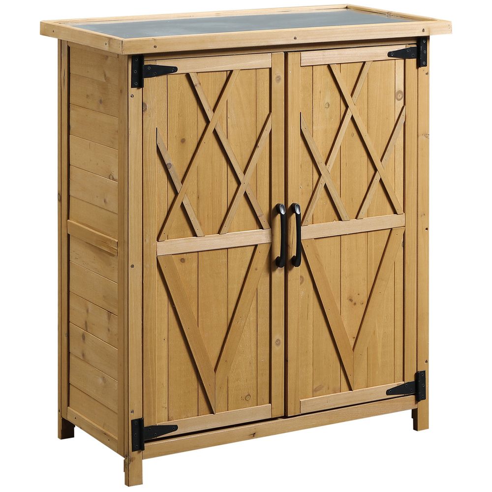 Armario de jardín 75x40x90 cm madera de abeto color marrón Outsunny