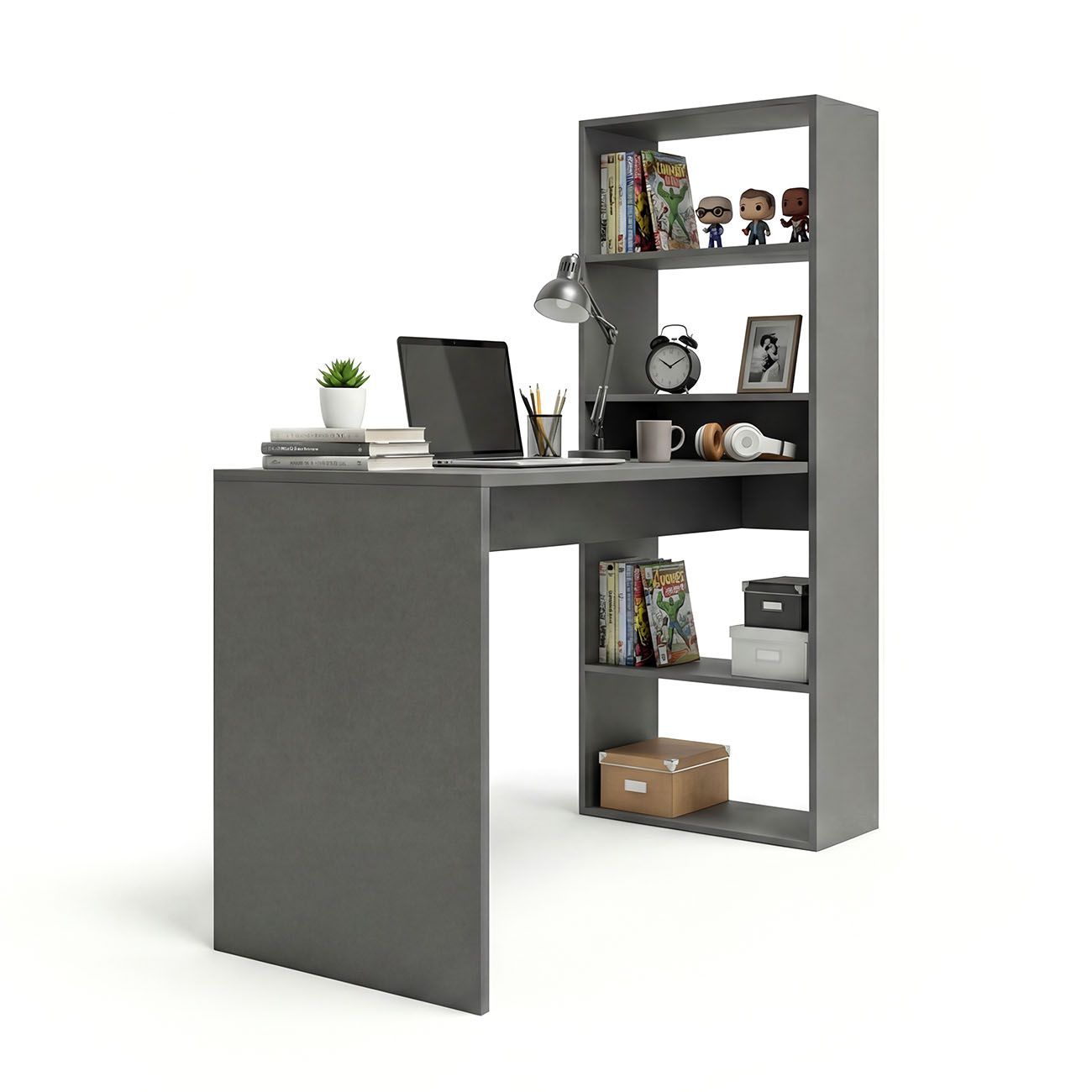 Mesa de escritorio con estantería 120x50 cm cosmic gris grafito
