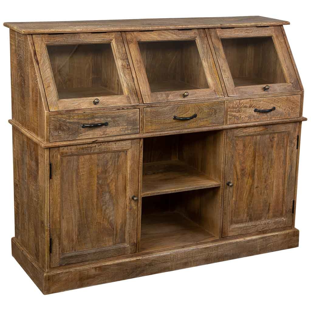 Aparador de madera envejecido marrón 129x45x106
