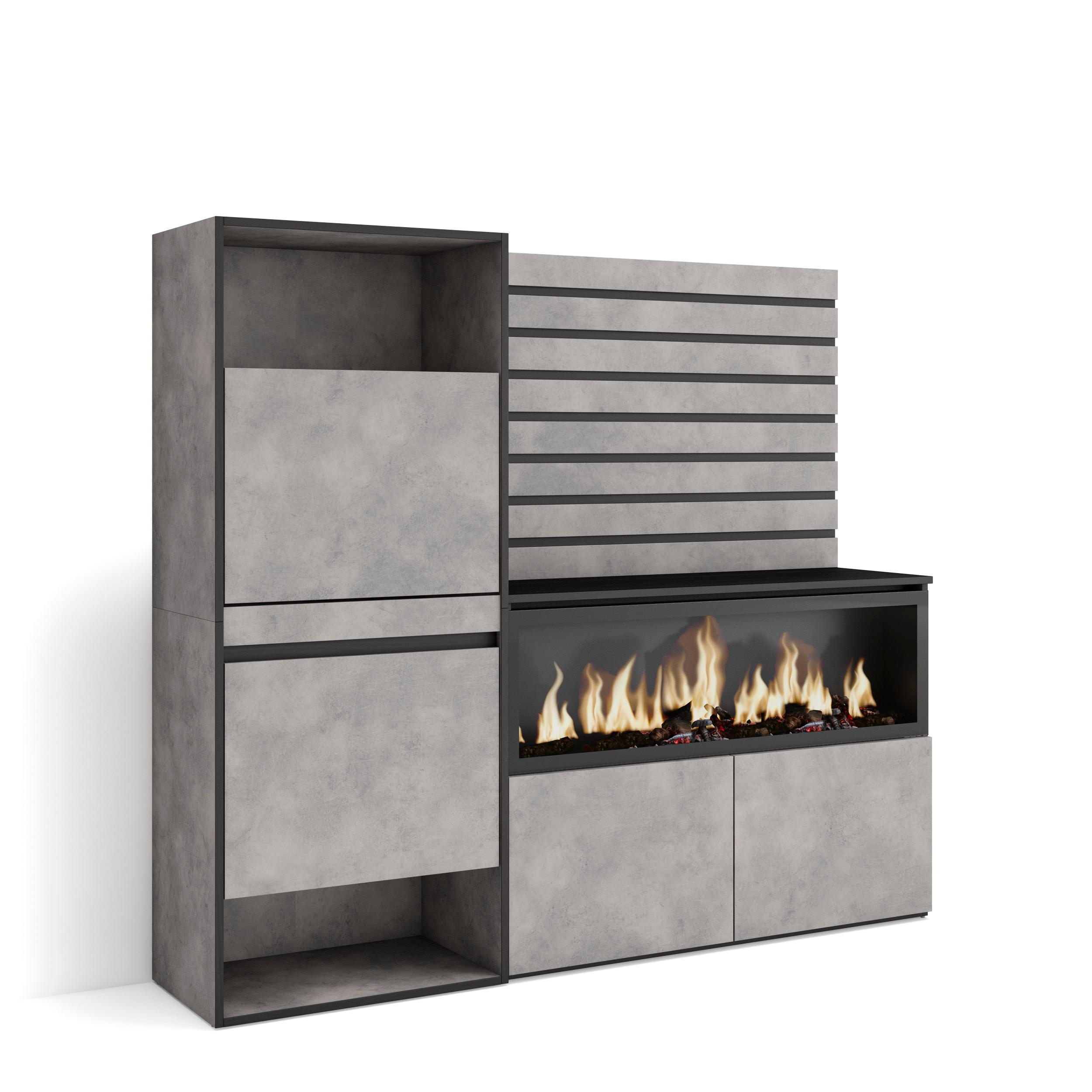 Aparador, 167x35x145cm, chimenea eléctrica xxl, zapatero rf3391